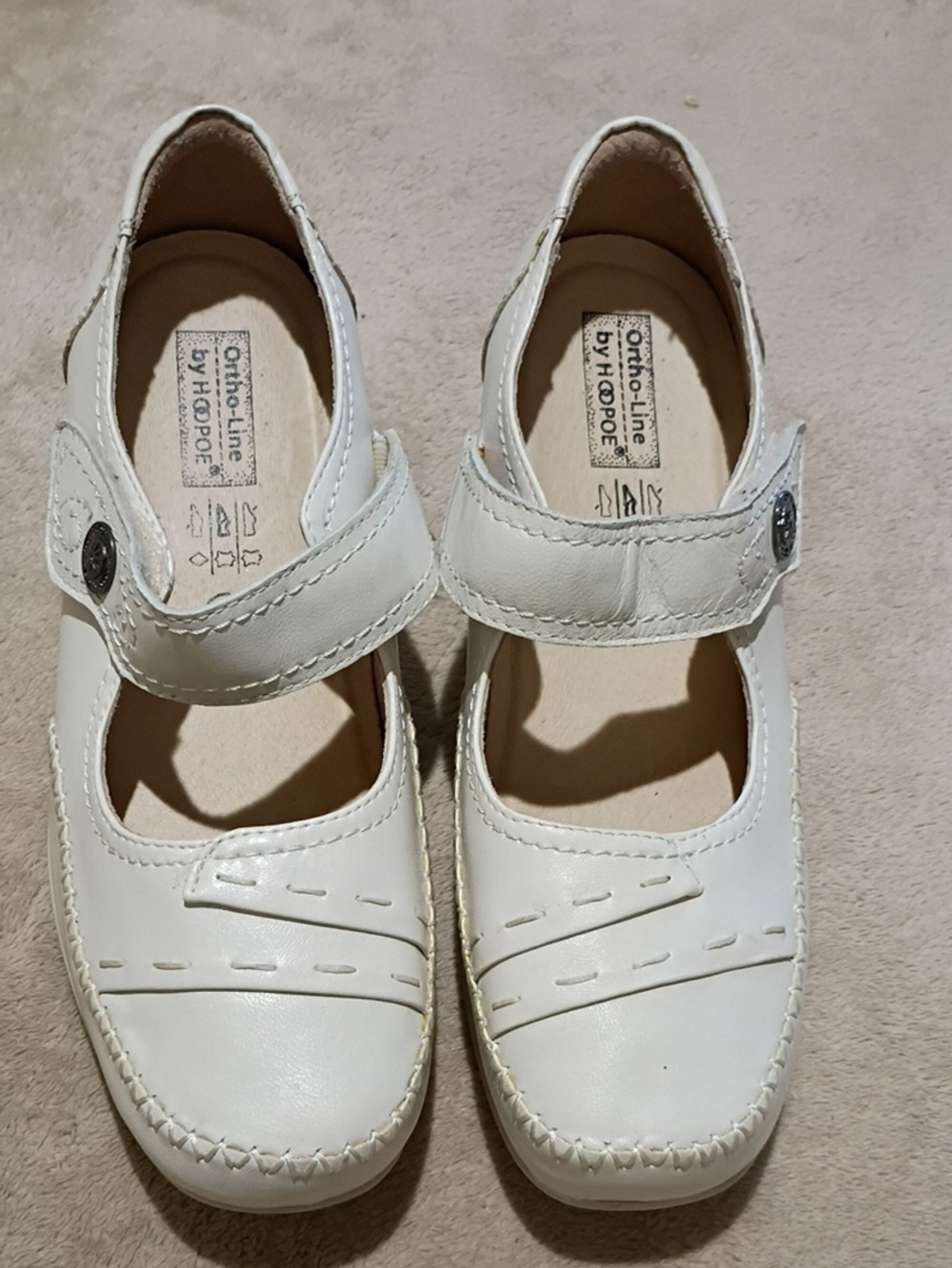NWT.Pilgrim Cream Mary Jane Comfort Flat with Decorative Button - Picture 3 of 8